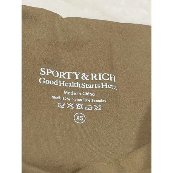 SPORTY & RICH Runner Biker Shorts in Espresso & White XSmall New Womens Spandex - Picture 9 of 16